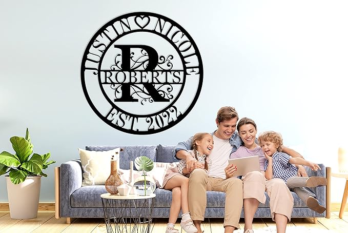 Wedding Gifts for Couples 2024 Last Name Signs for Home Personalized Metal Signs Monogram Wall Decor Personalized Family Name Sign Anniversary Wedding Gift
