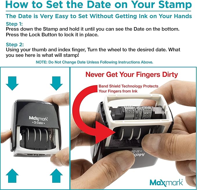 MaxMark Dater 4000 Self Inking Date Stamp - Black