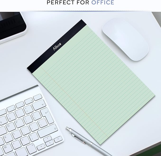 Alitte Colored Legal Pads 8.5 x 11, Pack of 12 - Perforated Wide Ruled Writing Note Pads - Premium Thick Paper, No Ink Bleeding - Lined Legal Pad For Home, Office, School, Business - 50 Sheets
