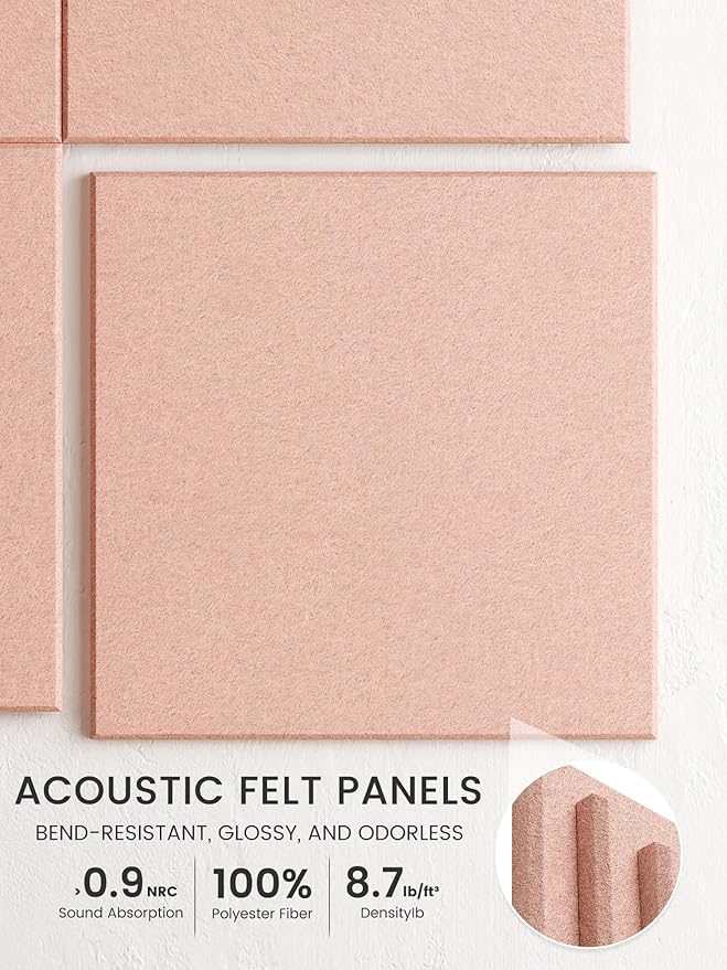 Bumusty Large Cork Board 36"x24" Alternative - 6 Pack Felt Wall Tiles with 40 Safe Removable Adhesive Tabs, 30 Pushpins, Cork Boards for Walls Pin Board Bulletin Board Office Decor (Pink)