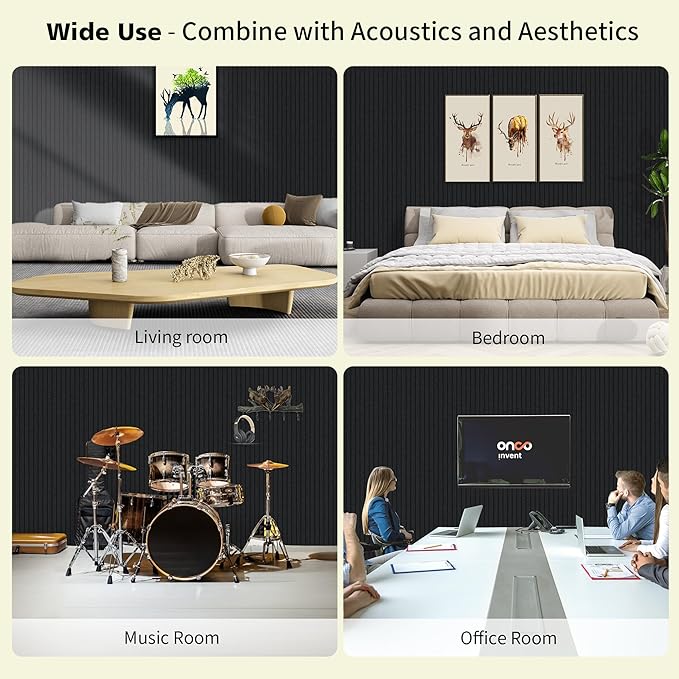 AUTORIFIC Acoustic Panels,10 Pack Sound Panels Noise Reducing for Walls,47.2"x23.6"x0.35" Soundproof Wall Panels,High-Density Acoustic Wall Panels,Decorative Wall Sound Absorbing Panel,Black