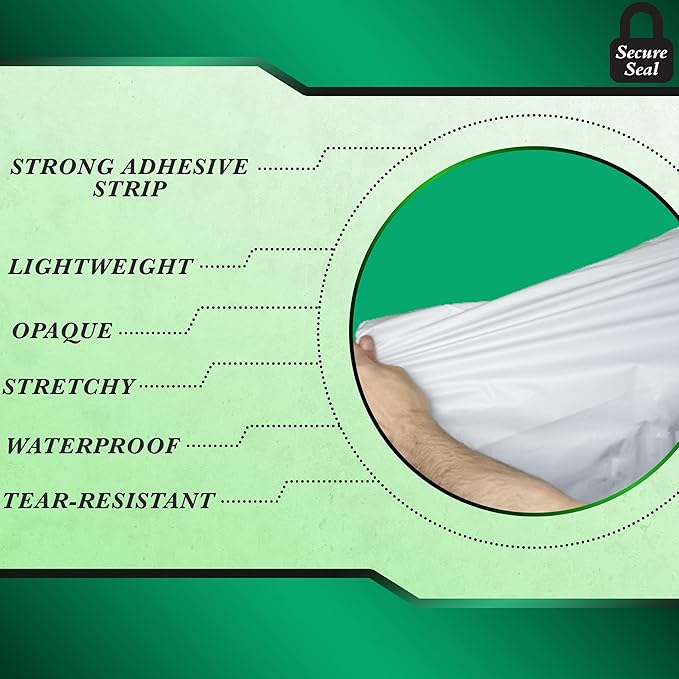 100 Pack Secure Seal White Poly Mailers - Safe Shipping With 4x6 Bags - E-Commerce Self Sealing 2 Mil Poly Envelopes for Shipping