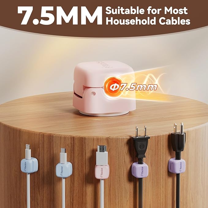Yocice 6Pack Rotatable Cord Organizer,Spring Cable Clips Desk Cable Management Cord Holder Adhesive Phone Charger Cord Clips for Home Office Car Wall Nightstand Accessories, Multicolor