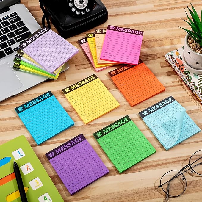 Eaasty Phone Message Pad Phone Message Sticky Notes 4 x 3. 4 Inch Bright Color Self Adhesive Book Call Back Notepad for Home Office Supplies, Assorted Neon Colors(Light Colors,16 Pieces)