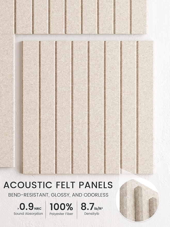 Bumusty Large Cork Board Alternative-36 x24 Felt Bulletin Board Tiles, with 30 Pushpins, 40 Adhesive Tabs, 6-Pack Slat Wall Paneling, Cork Boards for Office Push Pin Board Felt Board-Oatmeal