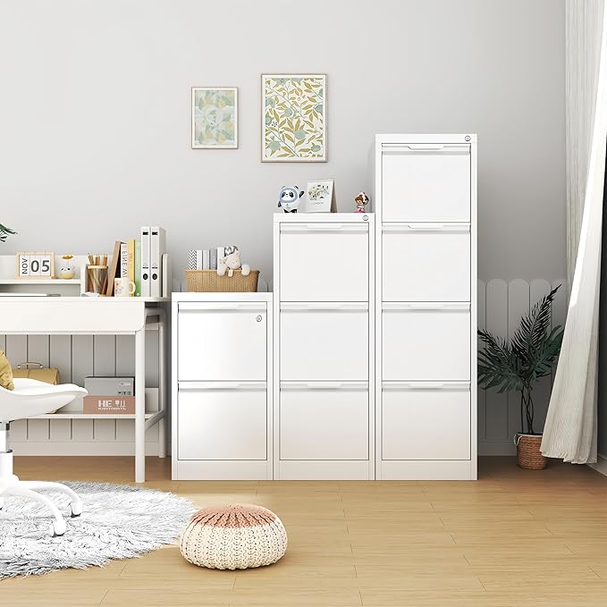 2-Drawer File Cabinet with Lock,Metal Vertical Filing Cabinets for Home Office,Under Desk File Cabinets for Letter/Legal/A4 Size Files,Easy Assemble