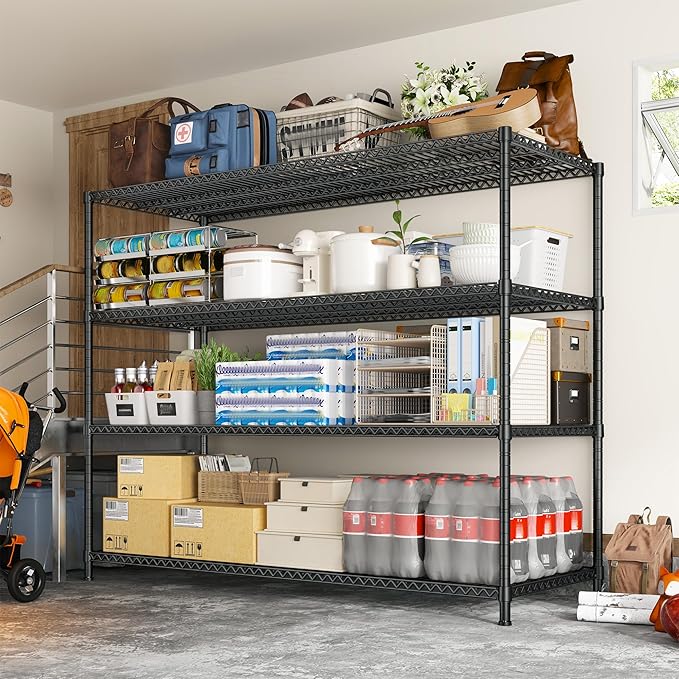 DurayLoly 2500 LBS Shelf Storage Shelves 68.1" W Wire Shelving Unit, Garage Shelving Heavy Duty, Adjustable Metal Shelving for Garage, Pantry, Kitchen, Basement, Business 68.1" W x 20.9" D x 70.9" H