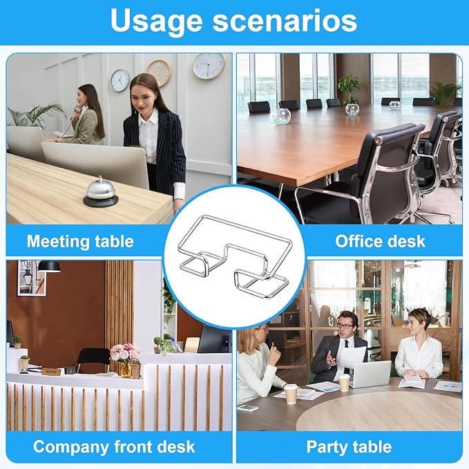 Grevosea 2 Pack Business Card Holder Desk Business Card Organizer Metal Desktop Cards Display Stand for Office Reception Event Conference Room Decor Desk Accessories (Silver)