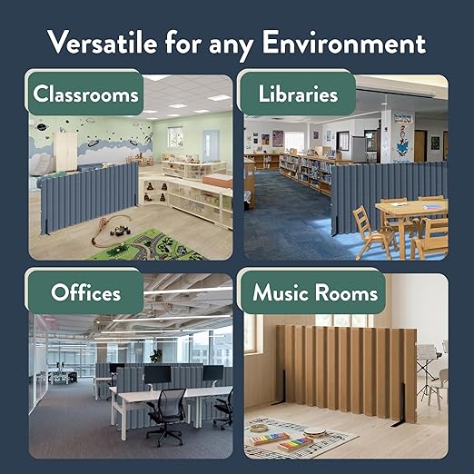 Children’s Factory 30" x 10' Quiet Divider With Sound Dampening Panels, Freestanding Room Divider Wall, Natural Tan
