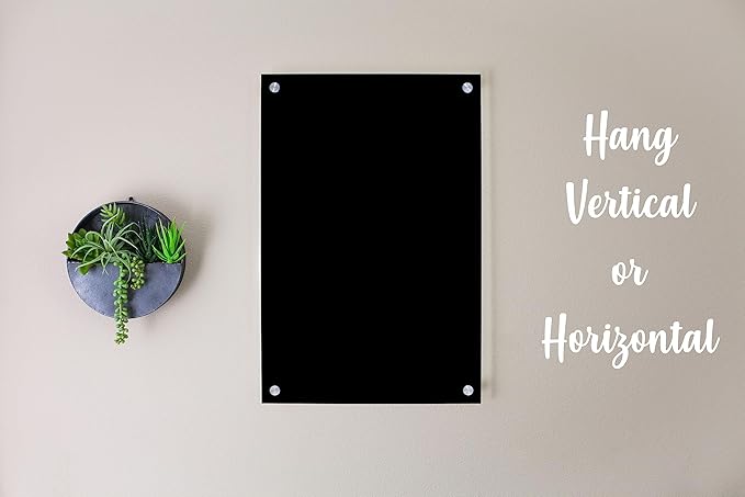 Acrylic Dry Erase Board for Wall with Stylish Border - Shipped Next Day, Made in USA, Non-Magnetic Whiteboard, Wall Mounted Board, Easy to Clean (Black - 30x36)