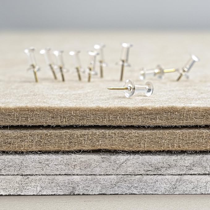 Bulletin Board, 36 x 24 inches Felt Board - Decorative Pin Board, Cork Board Alternative for Wall, 3' x 2' Foldable Self-Adhesive Vision Board with 20 Pushpins - Marble White