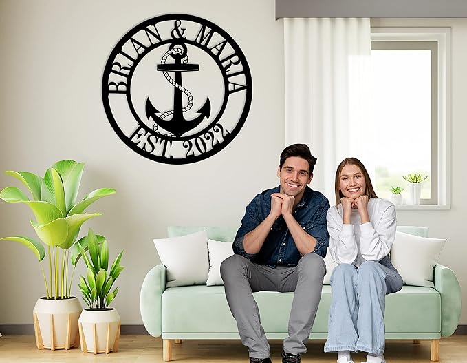 Personalized Nautical Decor, Custom Metal Sign, Anchor Family Name Sign,Nautical Wall Decor, Anchor Custom Name and Date Metal Sign