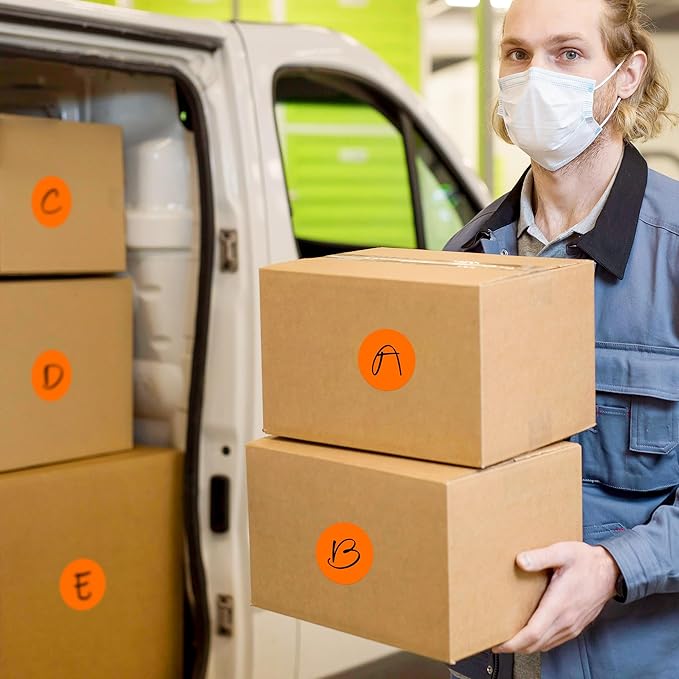 2 Inch Color Coding Round Labels (2000Pcs, 4 Rolls) - Round Color Dot Stickers for Inventory, Pantry, Warehouse Organization - Orange Circle Dot Labels