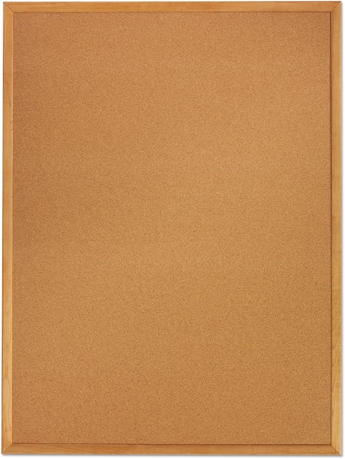 Quartet Cork Board, Bulletin Board, 4' x 3' Corkboard, Oak Finish Frame (304)