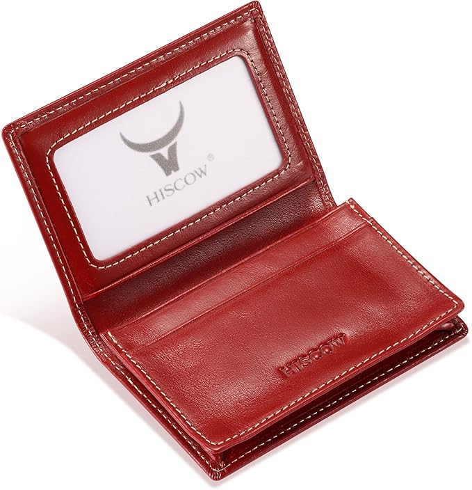 Leather Business Card Case Holder for Men & Women, Italian Calfskin