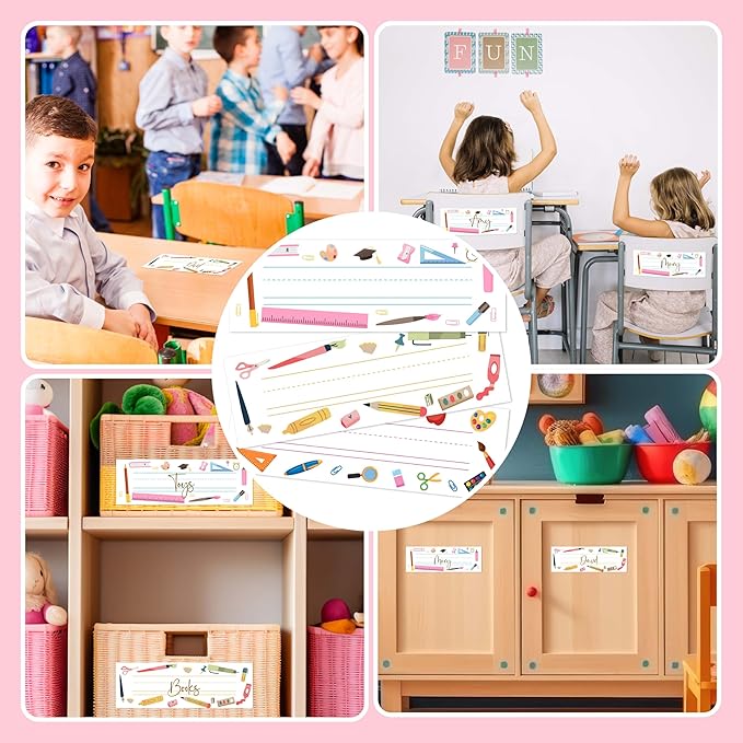 30 Name Tags for Classroom Cubbies, 3x9 in Colorful Name Plates for Desks, Classroom Must Haves for Teachers Elementary - A05
