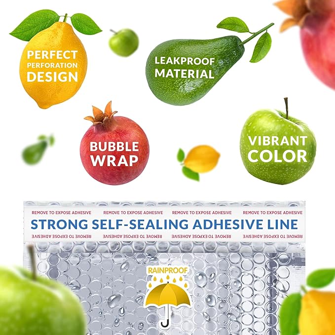 Amiff Silver Thermal Bubble Mailer, 8 x 11 Inches. 10 Pack Metallic Bubble Mailers. Self-Seal Insulated Mailers for Cold Shipping. Padded Envelopes Waterproof. Thermal Bag for Food, Cosmetics