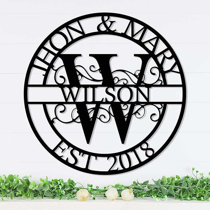 Personalized Metal Name Signs, Split Letter Monogram Wall Decor, Custom Last Name Sign, Family Name Sign for Outdoor, Personalized Wedding Gift, Garden Decor, Metal Wall Art, Housewarming Gift (MonogramDesign_3)