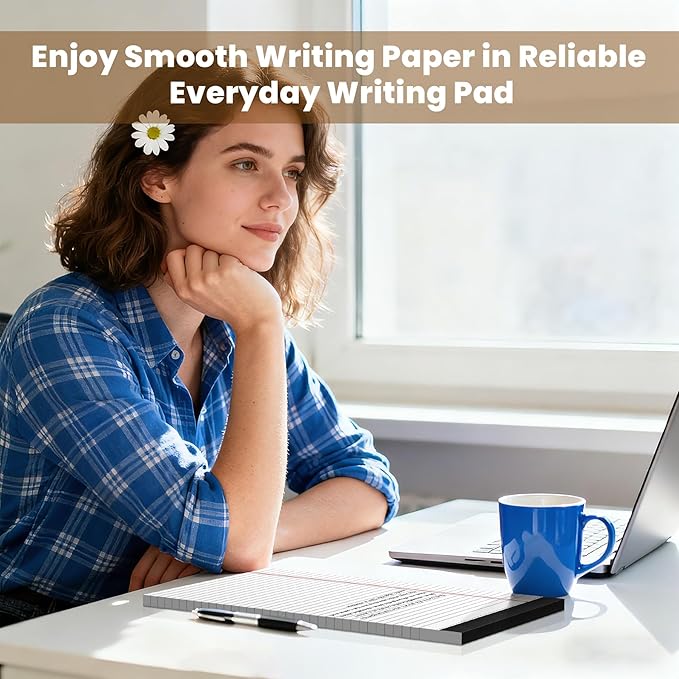 Legal Pads 8.5 x 14 Note Pads, 6 Pack Writing Pads Wide Ruled Notepads, Micro Perforated Notepad, Double-Side Printed Lined Paper Pads 30 Sheets per Notepad, White Legal Pads for Home, Office, School