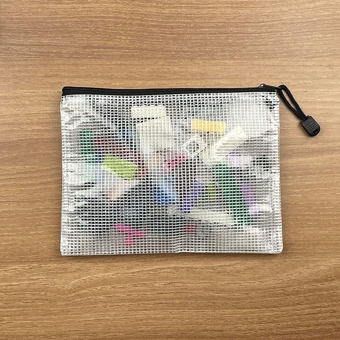 Oaimyy-18 PCS-6" x 8"-Mesh Zipper Pouch, Plastic Zip File Folders Puzzle Bags for Organizing,Office Supplies,Travel,Home Storage-Black