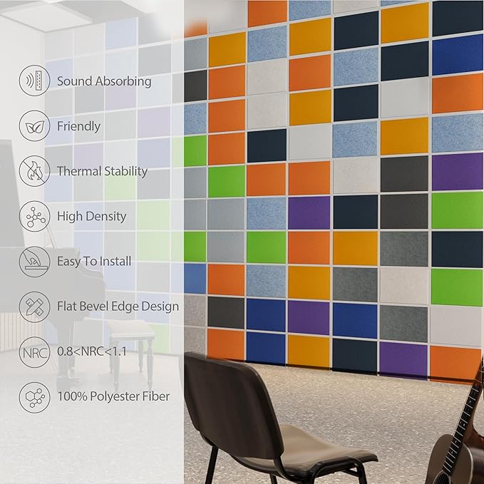 Amantech 12 Pack Acoustic Panels Self Adhesive Sound Proof Foam, High Density Sound Acoustic Panel, 16X12X0.4 Inch 4:3 Rectangle Panels in Home, Office, Reccording Room, Studio,More(Dark Blue)