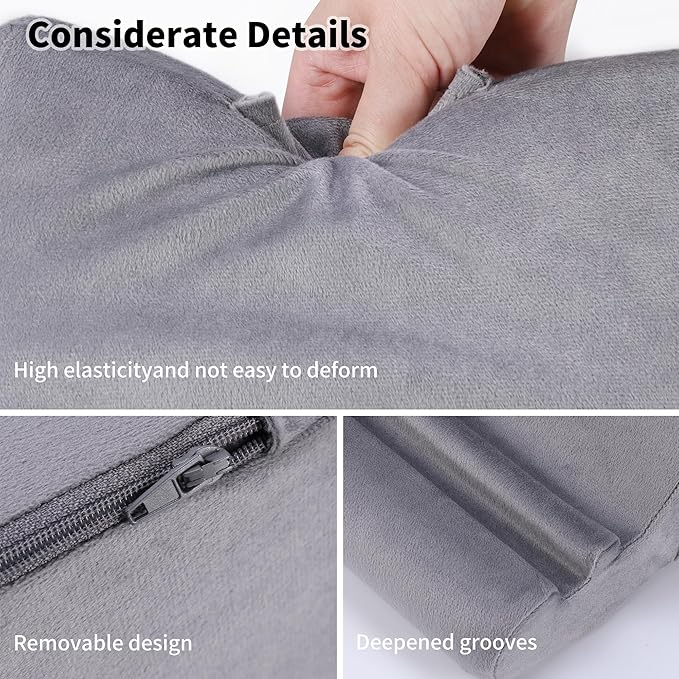 CreaDream Tablet Pillow Stand, Soft Pillow Pad for Lap, Tablet Holder Dock for Bed with 3 Viewing Angles, Pocket, Stylus Mount, Compatible with iPad Pro 13, 10.5, 9.7 Air, Mini, Galaxy Tab, E-Reader