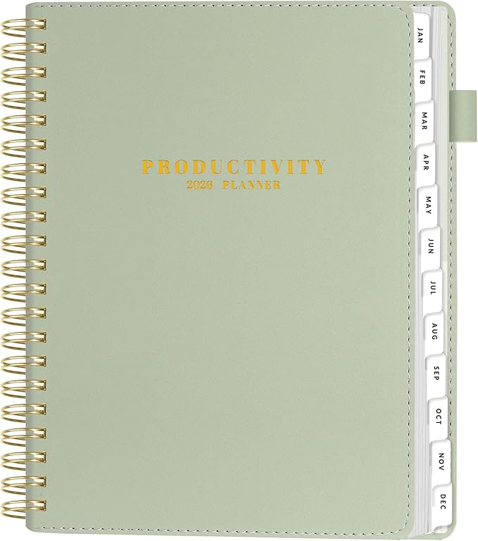 SUNEE 2026 Planner 8.5" x 11" – Dated Productivity Planner for Time Management - Daily,Weekly & Monthly Planner to Achieve Goals - Planner 2026 dated from January 2026 – December 2026,Grey Green