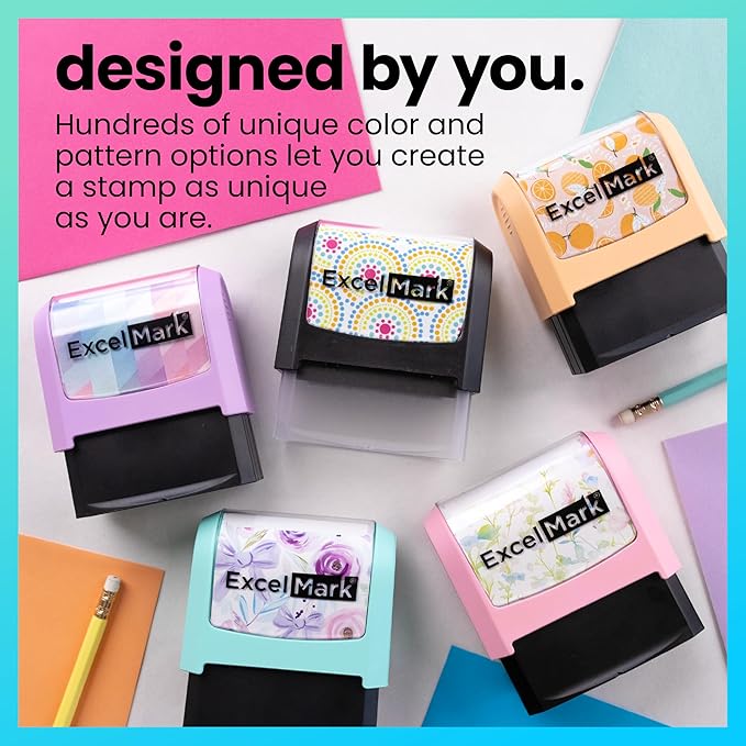 ExcelMark Address Stamp - Custom Return Address Stamp with Elegant Designs, Vibrant Colors & Patterns – Perfect for Mail, Invitations & Gifts (Violet Mount, Everyday Elegance)