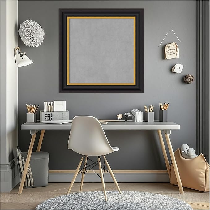 Amanti Art Black Framed Magnetic Board 26x26 Medium Vision Board for use with Magnets, 100% Metal Sheet to Display Items as Office Decor or for Home Organization in mudroom, Kitchen or Kids Room