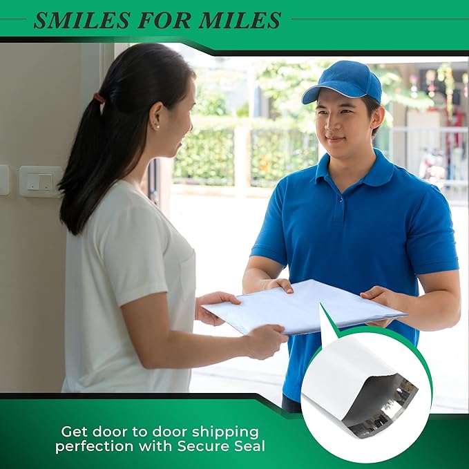 1000 Pack Secure Seal White Poly Mailers - 10x13 Safe Shipping Bags - E-Commerce Self Sealing 2 Mil Poly Envelopes for Shipping