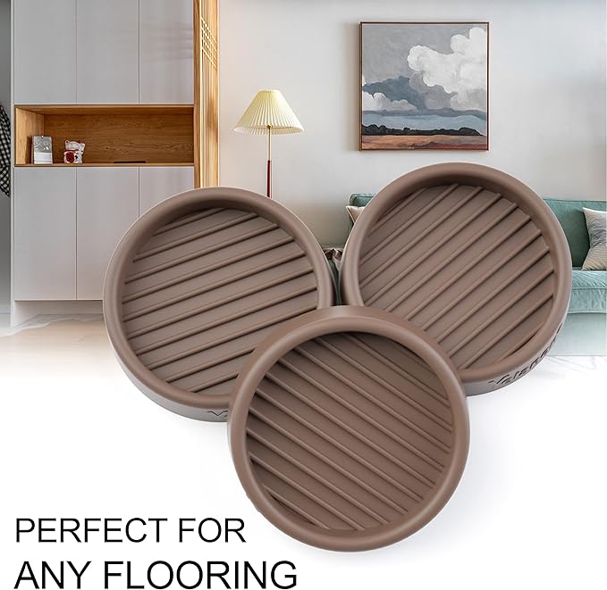 Yelanon Non-Slip Furniture Pads 12 Pcs 2" – Anti-Skid Grippers for Hardwood Floors, Rubber Furniture Feet & Bed Stoppers to Prevent Sliding(Brown)