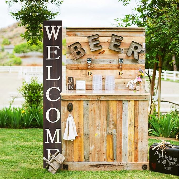 Tall Outdoor Welcome Sign for Front Door, 6ft Brown Welcome Sign,Rustic Tall Welcome Sign for Front Porch Decor, Farmhouse Welcome Porch Sign Wood Vertical Decor, Fall Porch Decor for The Home