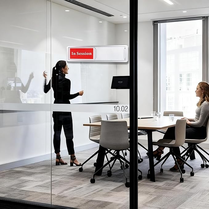 In Session or Available Door Sign, Sliding Privacy Indicator for Home Office Studio Restroom Conference Hotel Hospital, 7 x 2 Inch Room Status Display
