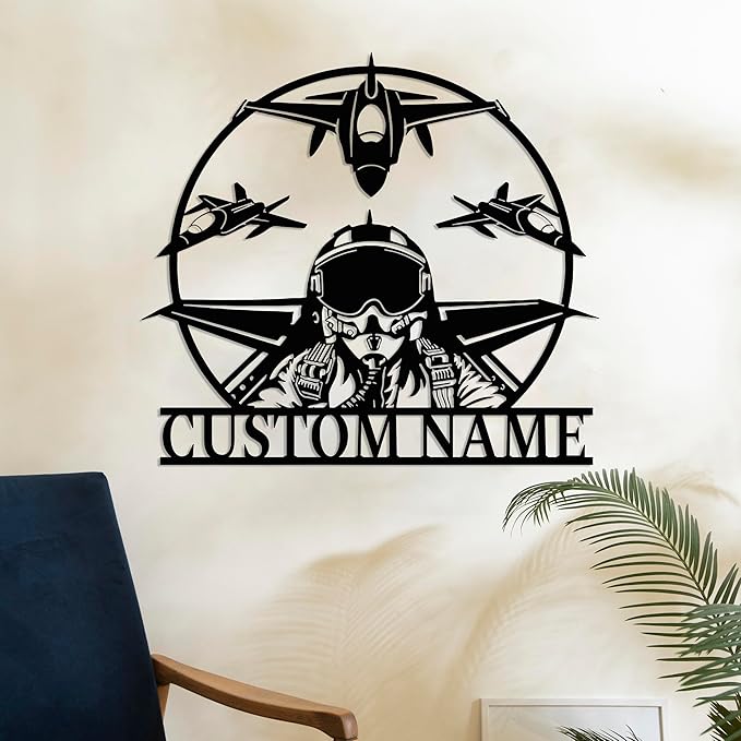 Personalized Metal Airplane Wall Art, Airplane Name Sign, Customized Pilot Name Sign, Airplane Hangar Sign Decor, Aviation Home Office Decor, Large Outdoor Decor, Pilot Gifts, Aircraft Lovers Gift