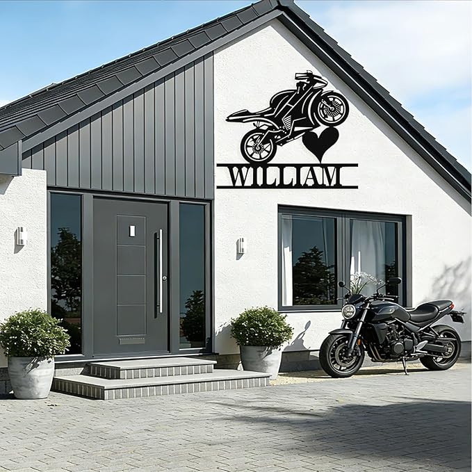 Custom Motorcycle Metal Signs Personalized Dirt Biker Name Sign Custom Garage Decor Motorbikes Wall Art Decor Motorcycle Sign Men Room Decorate Gifts for Men Husband Rider
