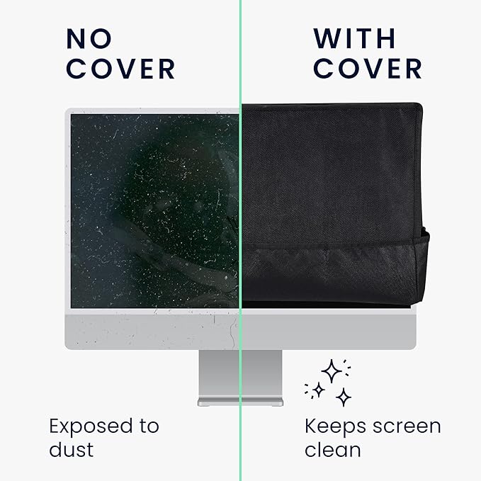 kwmobile Dust Cover for 27-28" Monitor - Linen Monitor Display Protector - Protect Your Computer Screen - Black