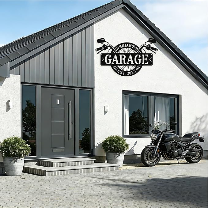 Custom Motorcycle Wheel Metal Signs Personalized Biker Name Sign Custom Garage Decor Motorbikes Wall Art Decor Motorcycle Sign Men Room Decorate Gifts for Men Husband Rider