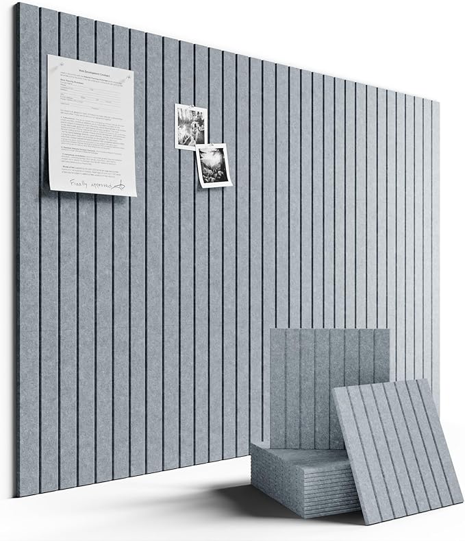 Large Felt Bulletin Board 48" x 36" Cork Board Alternative-12 Pack with 70 Safe Removable Adhesive Tabs, Cork Boards for Walls Pin Board for Home Office Classroom Felt Board-Blue Gray