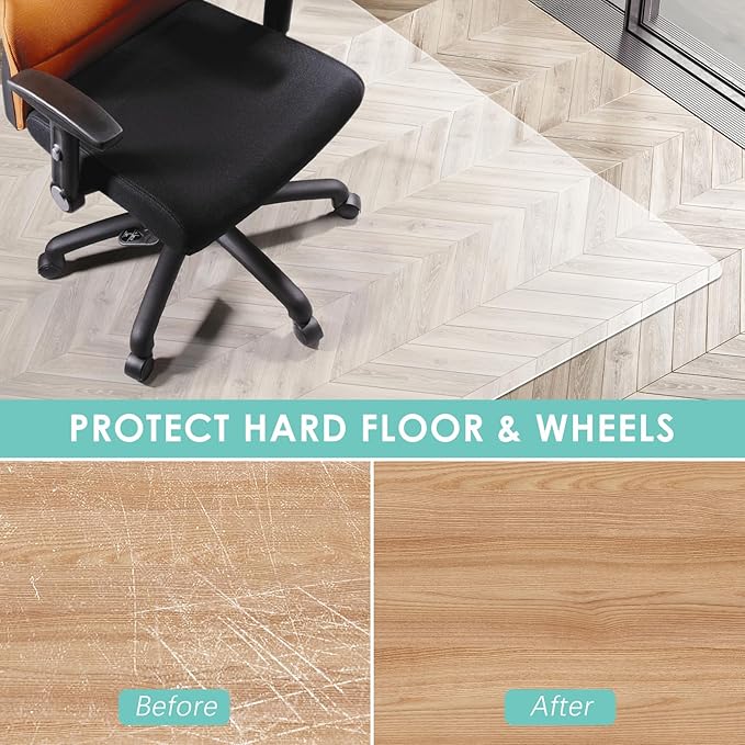 Vicwe Office Chair Mat for Hardwood Floor, 63" x 51" Large Chair Mat,Computer Chair Mats for Hardwood, Easy Glide for Chairs, Multi-Purpose Floor Protector Desk Chair Mats for Home Office