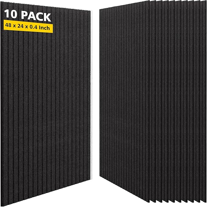 AUTORIFIC Acoustic Panels,10 Pack Sound Panels Noise Reducing for Walls,47.2"x23.6"x0.35" Soundproof Wall Panels,High-Density Acoustic Wall Panels,Decorative Wall Sound Absorbing Panel,Black