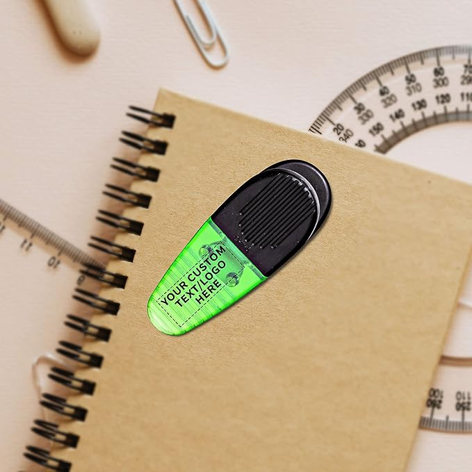 100 Magnetic Memo Holders Set - Customizable Text, Logo - Large Clip, Plastic - TGreen