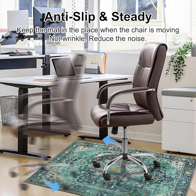 Anidaroel 48"x60" Chair Mat for Hardwood Floor/Tile Floor, Desk Chair Mats for Hard Floors, Under Desk Rug Protector for Rolling Chair, Computer Gaming Chair Mat, Low Pile Carpet Floor Mat