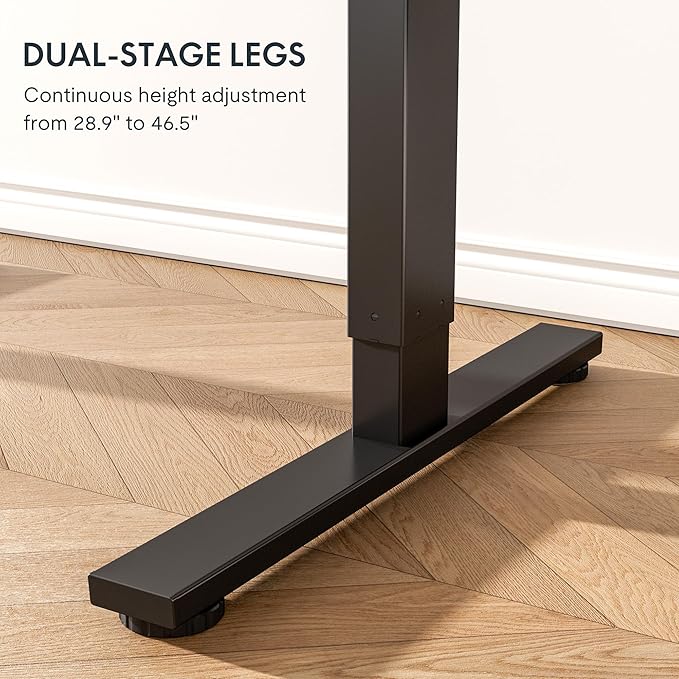 FLEXISPOT EN1 One-Piece Standing Desk, 48"x24" Seamless Desktop Electric Height Adjustable Desk for Home Office, Multi-Monitor Setups & Easy Assembly, Black (Black Frame)