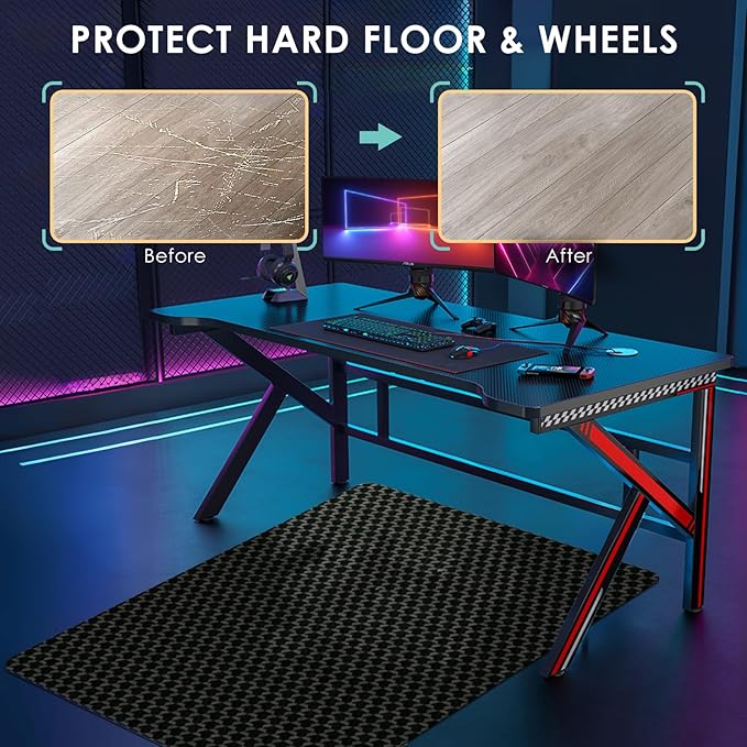 Vicwe Office Chair Mat for Hardwood Floor, 63" x 51" Large Chair Mat, Gaming Chair Mats for Hardwood, Easy Glide for Chairs, Multi-Purpose Floor Protector Desk Chair Mats for Home Office