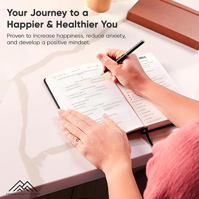 Gratitude & Self-Care Journal - Guided Mindfulness & Mental Health Journal All-in-One with Prompts for Self Discovery - Daily Journal for Men & Women by PRODUCTIVITY STORE (A5, Green)