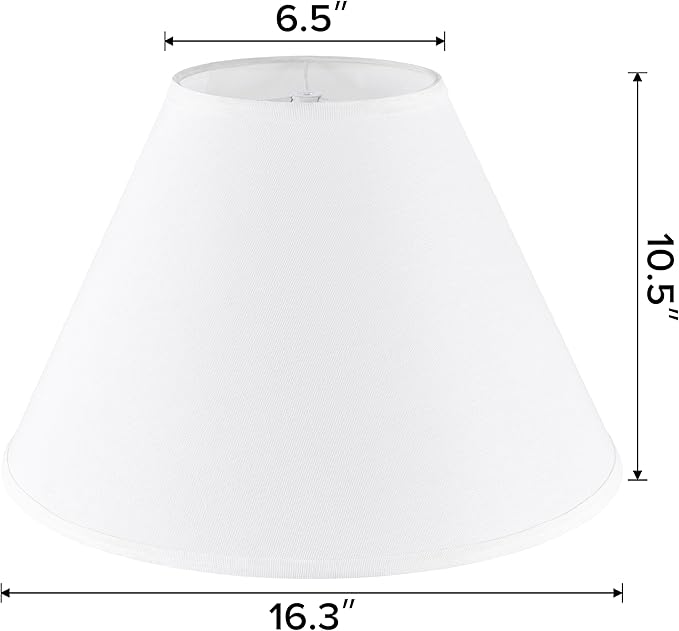 GO&SO 2pcs Pure White Large Lamp Shades,Empire Lamp Shade 6.5" Top x 16.3" Bottom x 10.5" High,Replacement Lamp Shade for Table Lamp,Floor Lamp,Natural Linen Hand Crafted Lamp Cover, Assembly Required