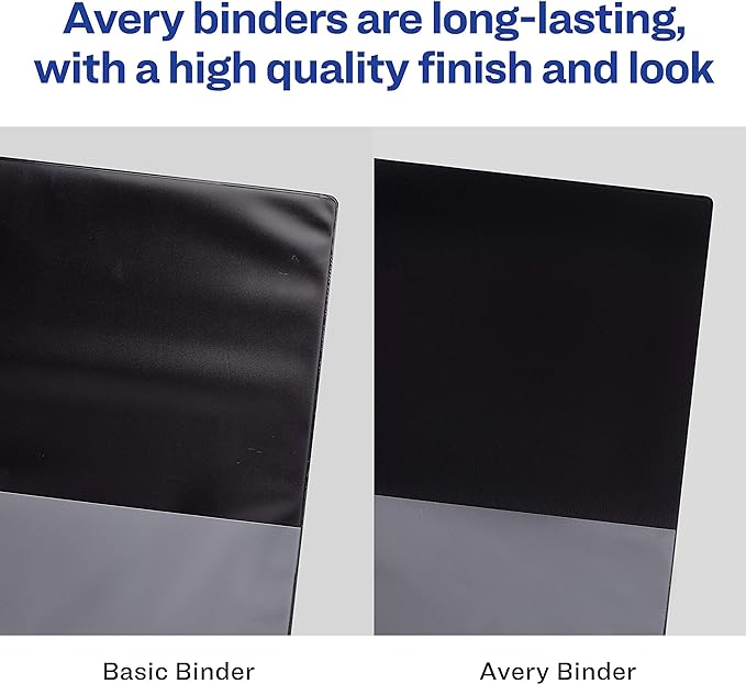 Avery Economy View 3 Ring Binders, Homeschool Supplies, Home Organization, 1" Round Rings, 4 Black Binders (05710)