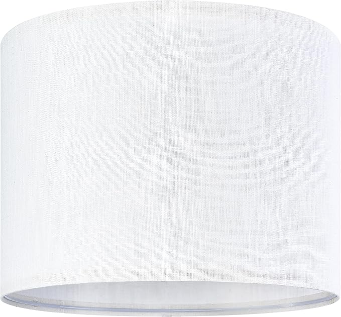 Set of 2 Pure White Linen Drum Lamp Shade 13" Top x 13" Bottom x 10" High (Spider) Contemporary Lamp Shades for Table Lamps & Bedside Lamps Replacement Lampshade - GO&SO - Assembly is Required