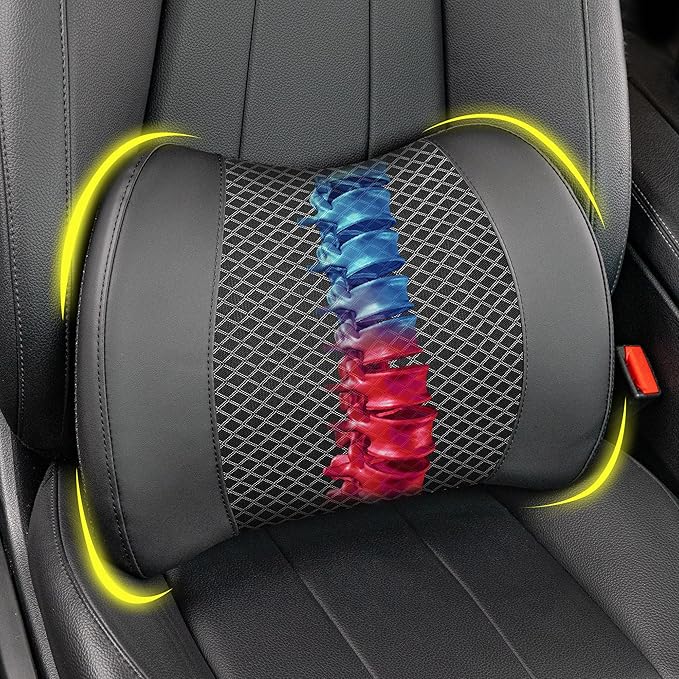 Lofty Aim Memory Foam Lumbar Cushion Provides Lower Back Pain Relief and Comfortable Support for Driving, Chair Support for Car-Office Chair, Wheelchair - Sleek Black