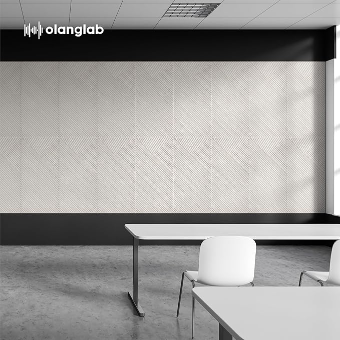 Olanglab Peel and Stick Wall Panels 4 Pack, 47.2 x 23.6 per Wall Panels, Acoustic Wall Panels, Sound Absorbing Wall Art for Home Studio and Office, Light Ash Wood Pattern, Geometric Lines